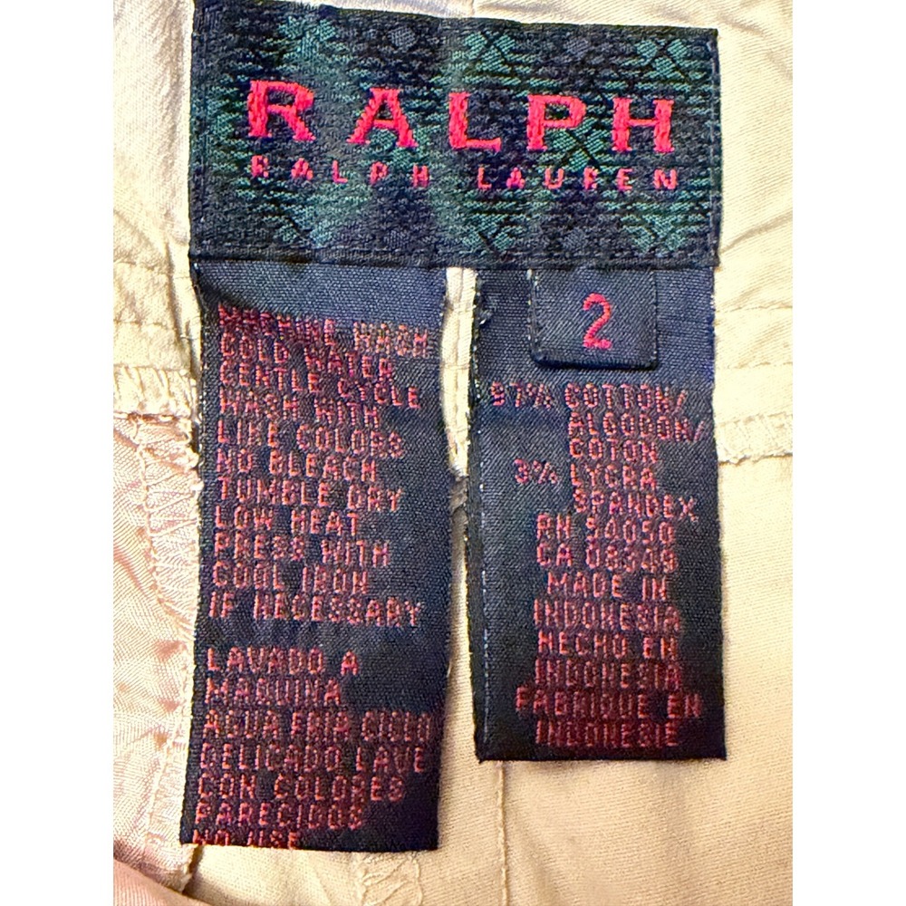 Ralph Lauren Cargo Crop Pants womens Sz 2 Tan Khaki Fair Condition Utility Cinch - Picture 3 of 10